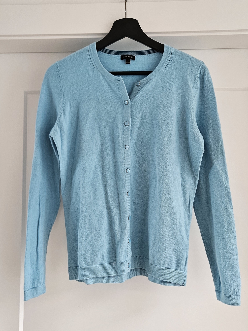 Talbots Light Blue Classic Button-Front Cardigan Cashmere Blend Sz Small